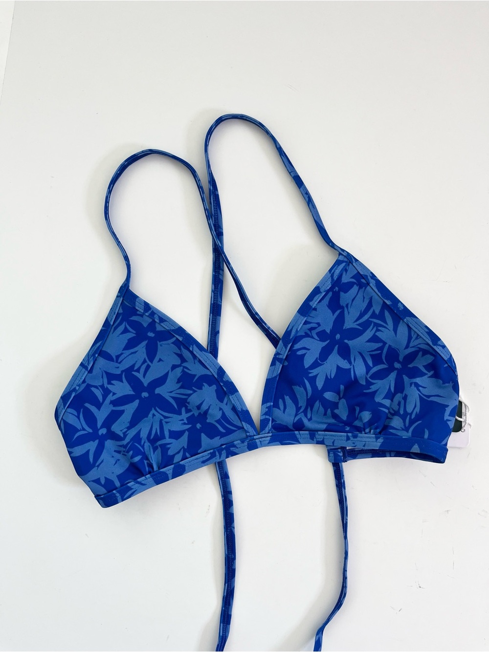 Jolyn Clothing Blue Floral Triangle Bikini Top